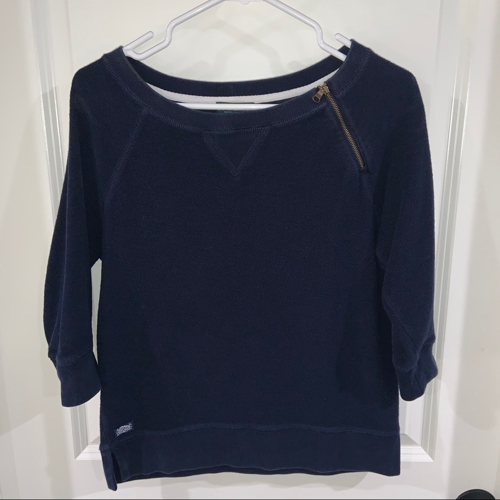 Ralph Lauren terry cloth 3/4 sleeve sweater